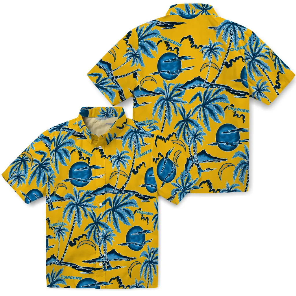 Los Angeles Chargers Hawaiian Shirt - Palm Sunset | Moonbestprint