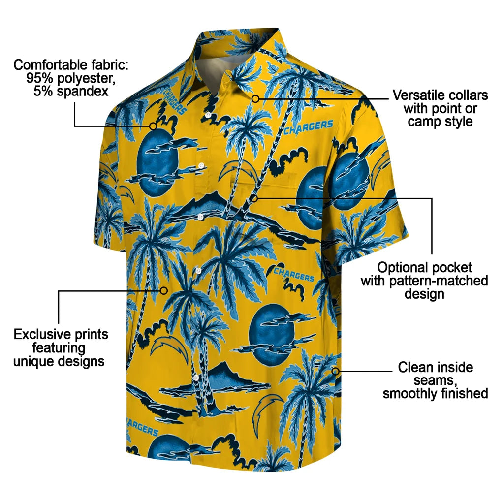 Los Angeles Chargers Hawaiian Shirt - Palm Sunset | Moonbestprint