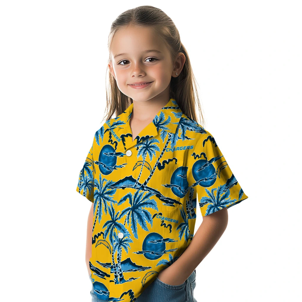 Los Angeles Chargers Hawaiian Shirt - Palm Sunset | Moonbestprint