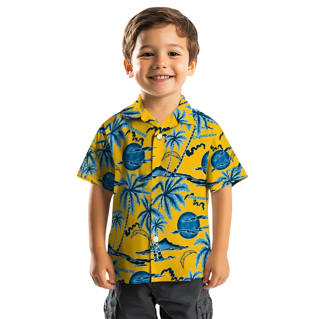 Los Angeles Chargers Hawaiian Shirt - Palm Sunset | Moonbestprint