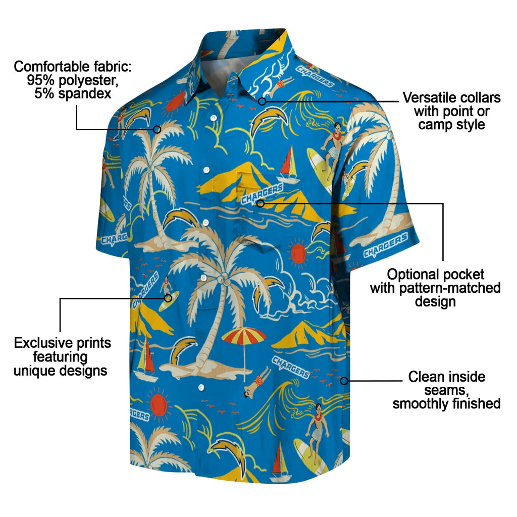 Los Angeles Chargers Hawaiian Shirt - Palm Tree Island | Moonbestprint