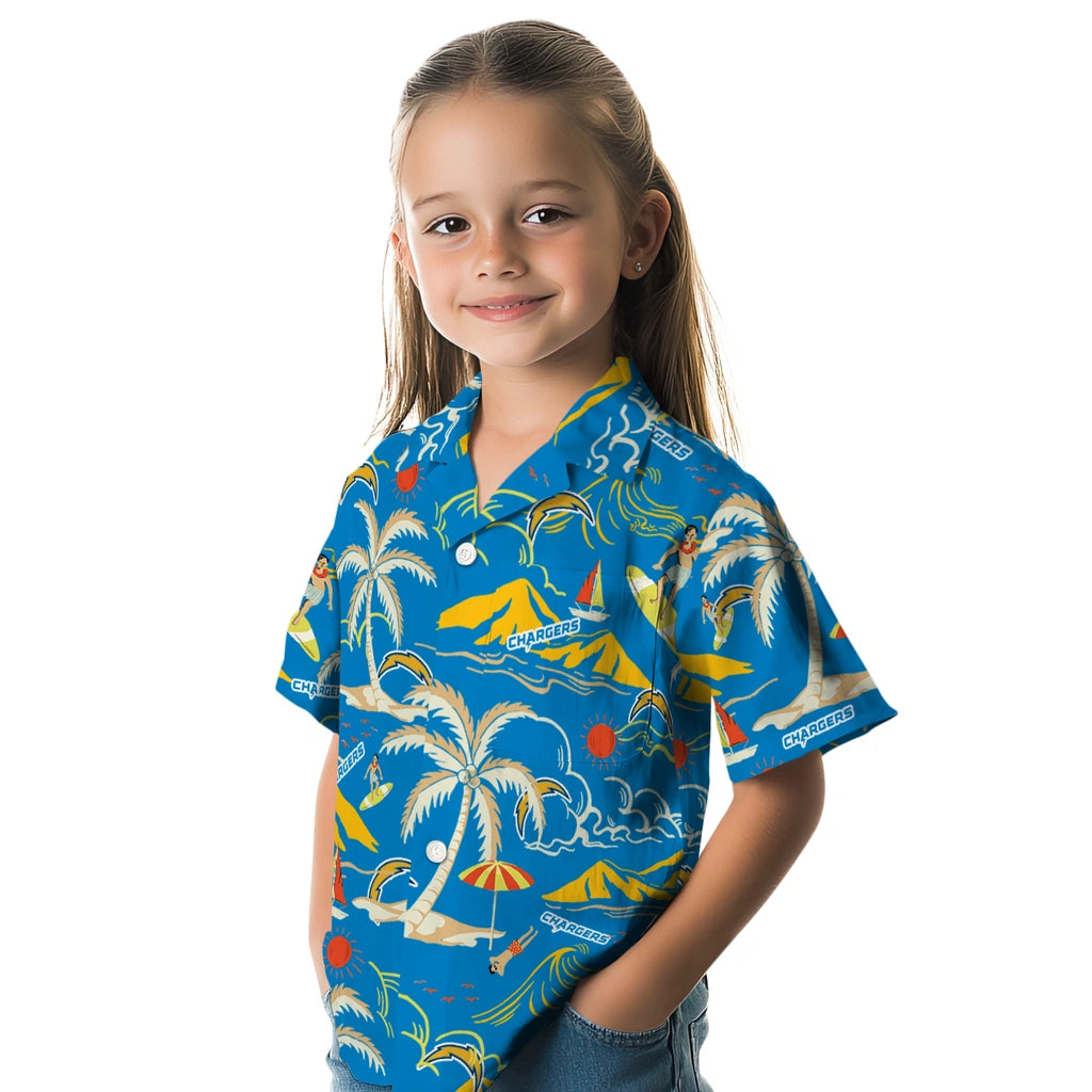Los Angeles Chargers Hawaiian Shirt - Palm Tree Island | Moonbestprint
