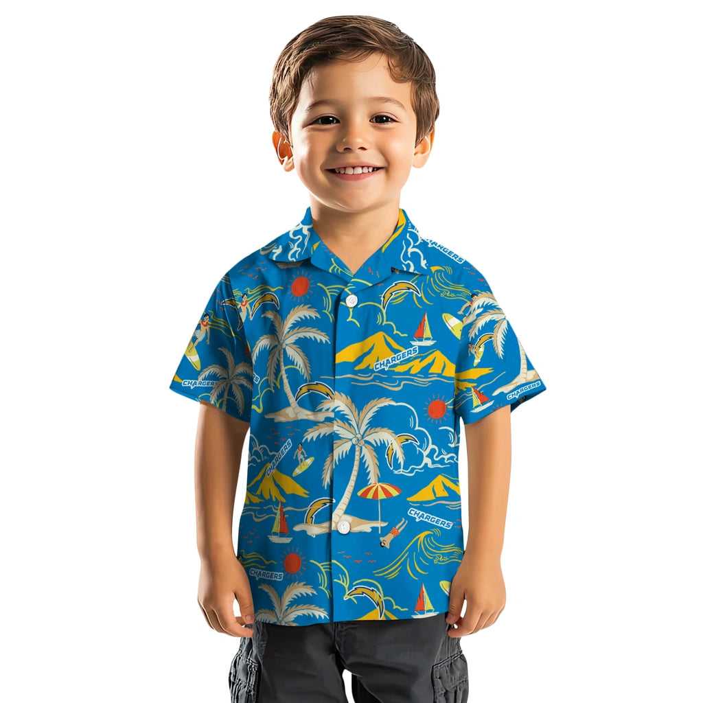 Los Angeles Chargers Hawaiian Shirt - Palm Tree Island | Moonbestprint