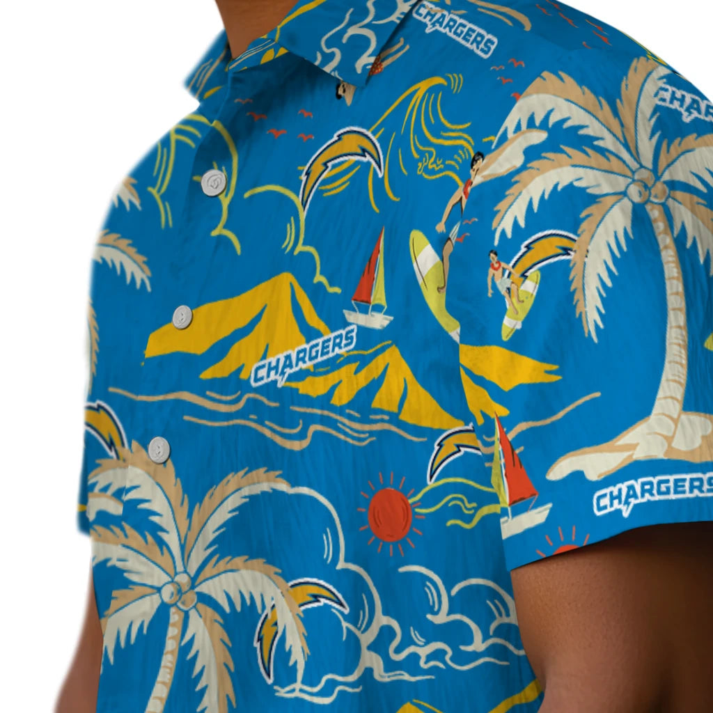 Los Angeles Chargers Hawaiian Shirt - Palm Tree Island | Moonbestprint