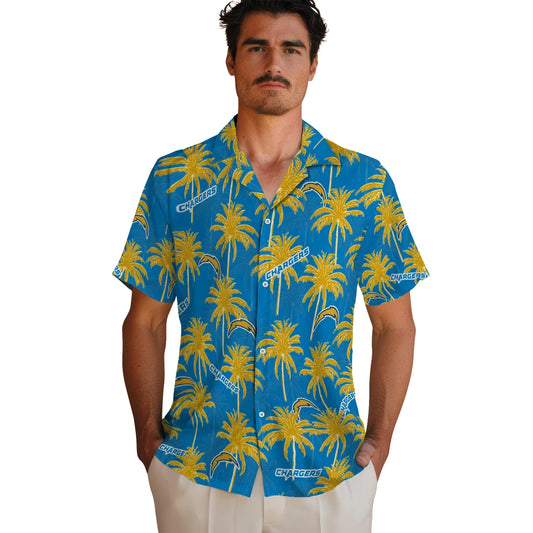 Los Angeles Chargers Hawaiian Shirt - Palm Tree Motif | Moonbestprint