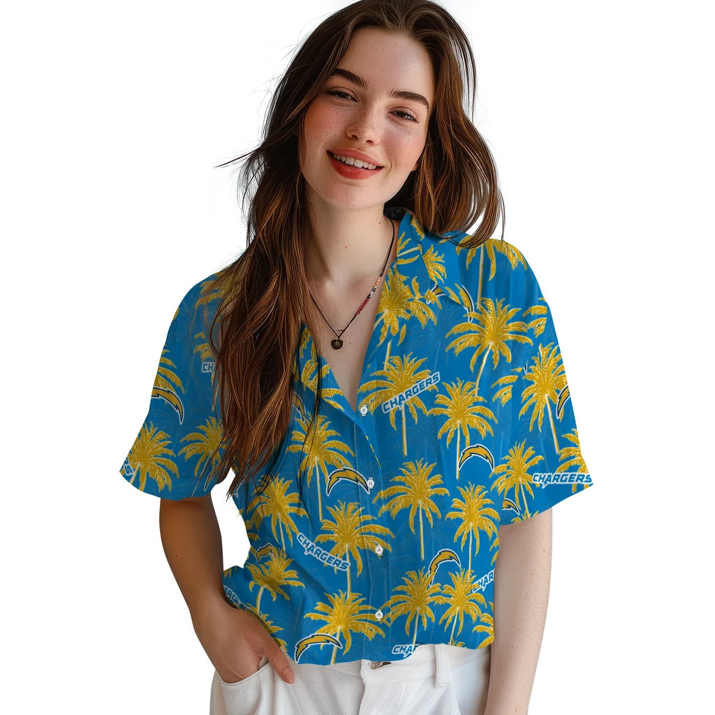 Los Angeles Chargers Hawaiian Shirt - Palm Tree Motif | Moonbestprint