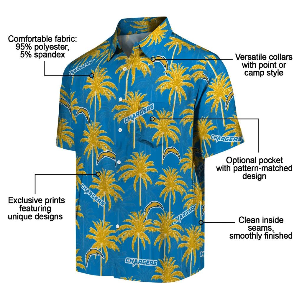 Los Angeles Chargers Hawaiian Shirt - Palm Tree Motif | Moonbestprint