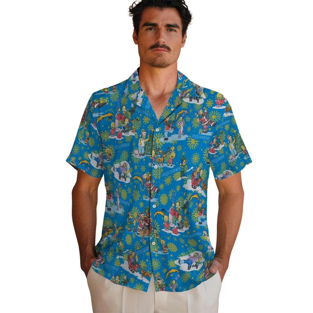 Los Angeles Chargers Hawaiian Shirt - Simpsons Christmas | Moonbestprint
