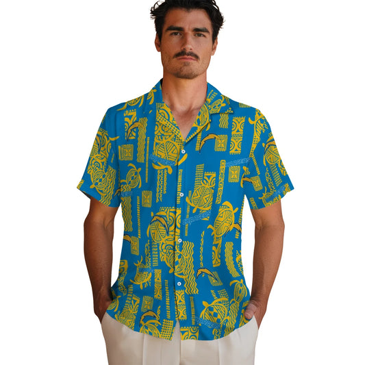 Los Angeles Chargers Hawaiian Shirt - Turtle Lines | Moonbestprint