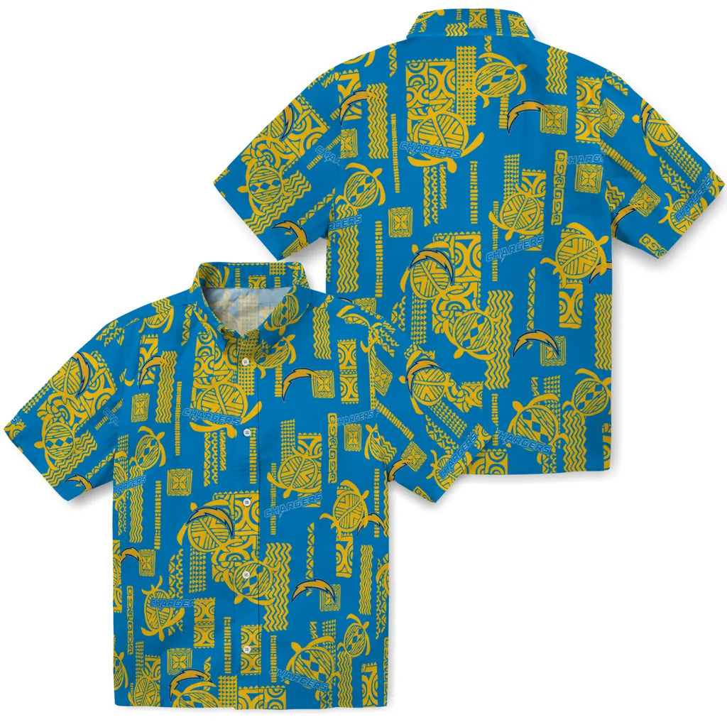 Los Angeles Chargers Hawaiian Shirt - Turtle Lines | Moonbestprint
