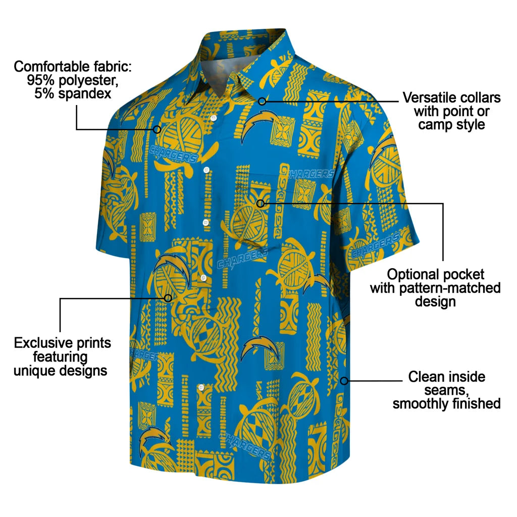 Los Angeles Chargers Hawaiian Shirt - Turtle Lines | Moonbestprint