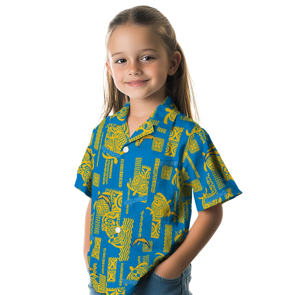 Los Angeles Chargers Hawaiian Shirt - Turtle Lines | Moonbestprint