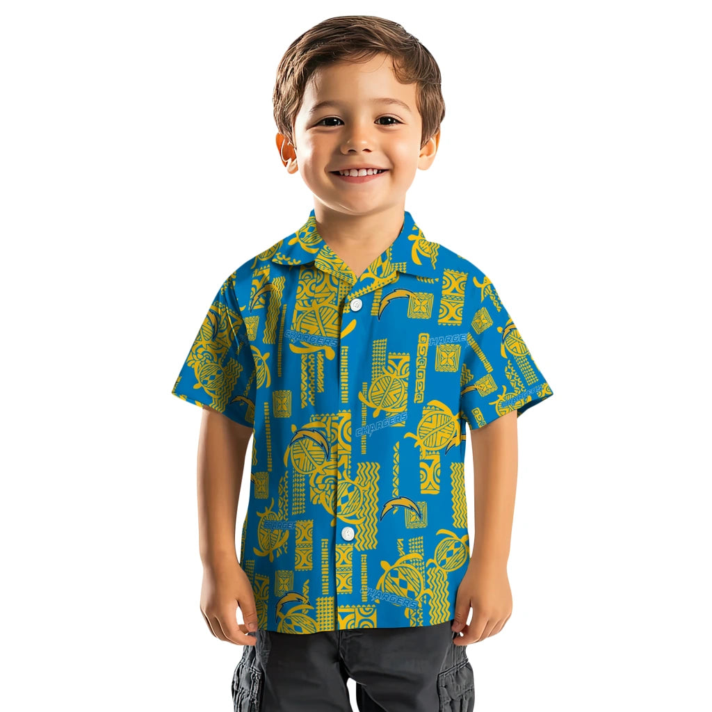 Los Angeles Chargers Hawaiian Shirt - Turtle Lines | Moonbestprint