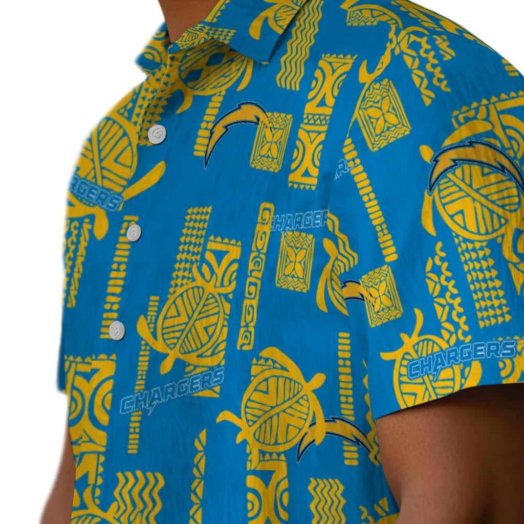 Los Angeles Chargers Hawaiian Shirt - Turtle Lines | Moonbestprint