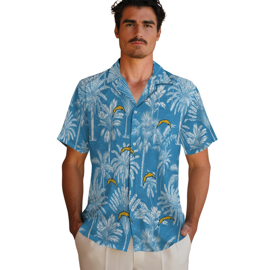 Los Angeles Chargers Hawaiian Shirt - Vintage Palm Tree | Moonbestprint