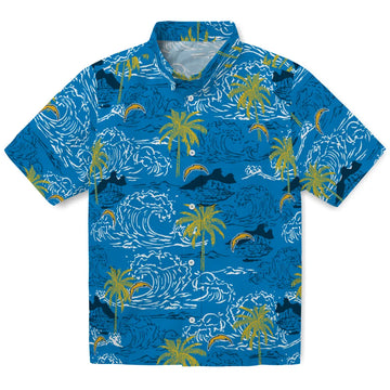 Los Angeles Chargers Hawaiian Shirt - Wave Palm | Moonbestprint