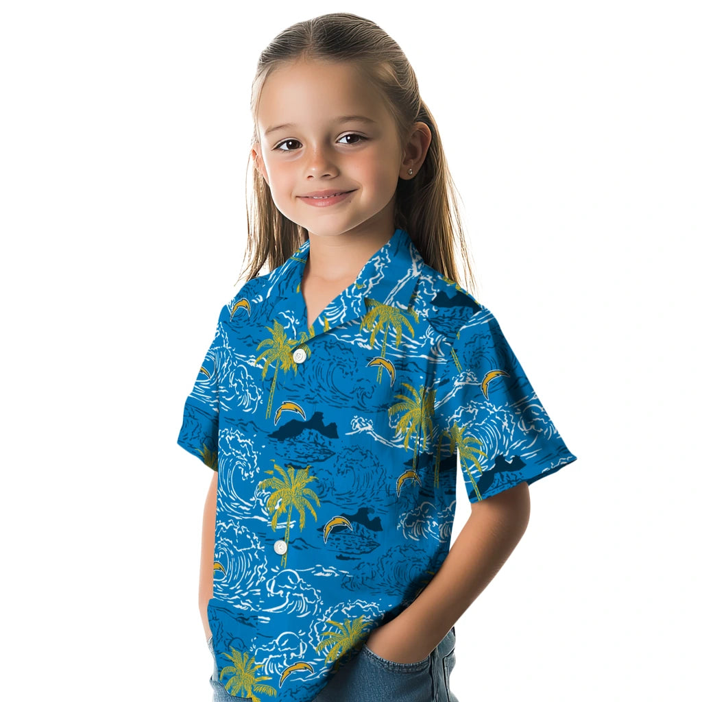 Los Angeles Chargers Hawaiian Shirt - Wave Palm | Moonbestprint
