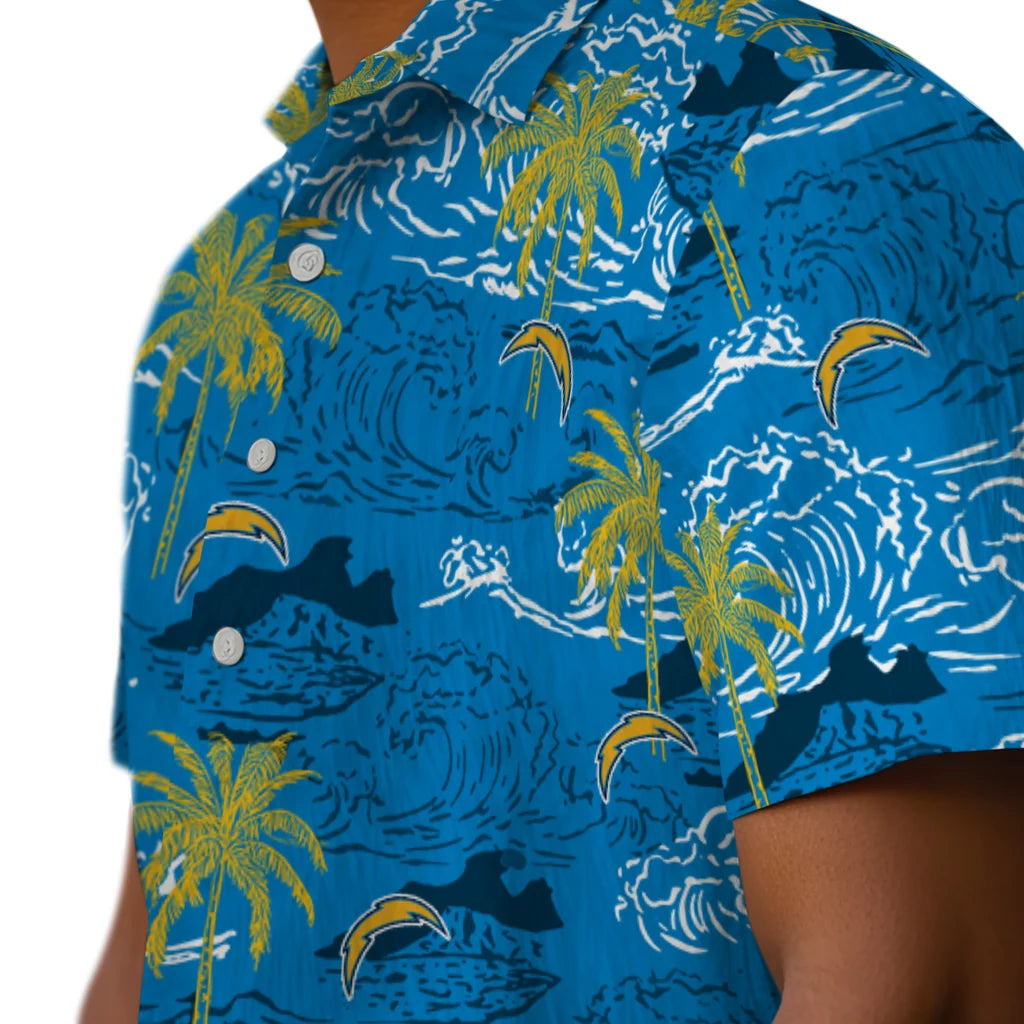 Los Angeles Chargers Hawaiian Shirt - Wave Palm | Moonbestprint