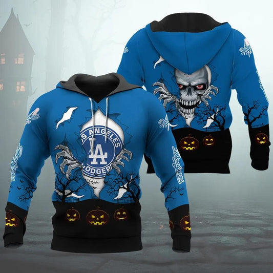 Los Angeles Dodgers Halloween 3D MLB All Over Print Hoodie -Moonbestprint
