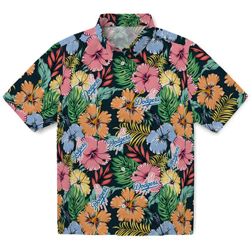Los Angeles Dodgers Hawaiian Shirt - Brilliant Hibiscus Garden | Moonbestprint
