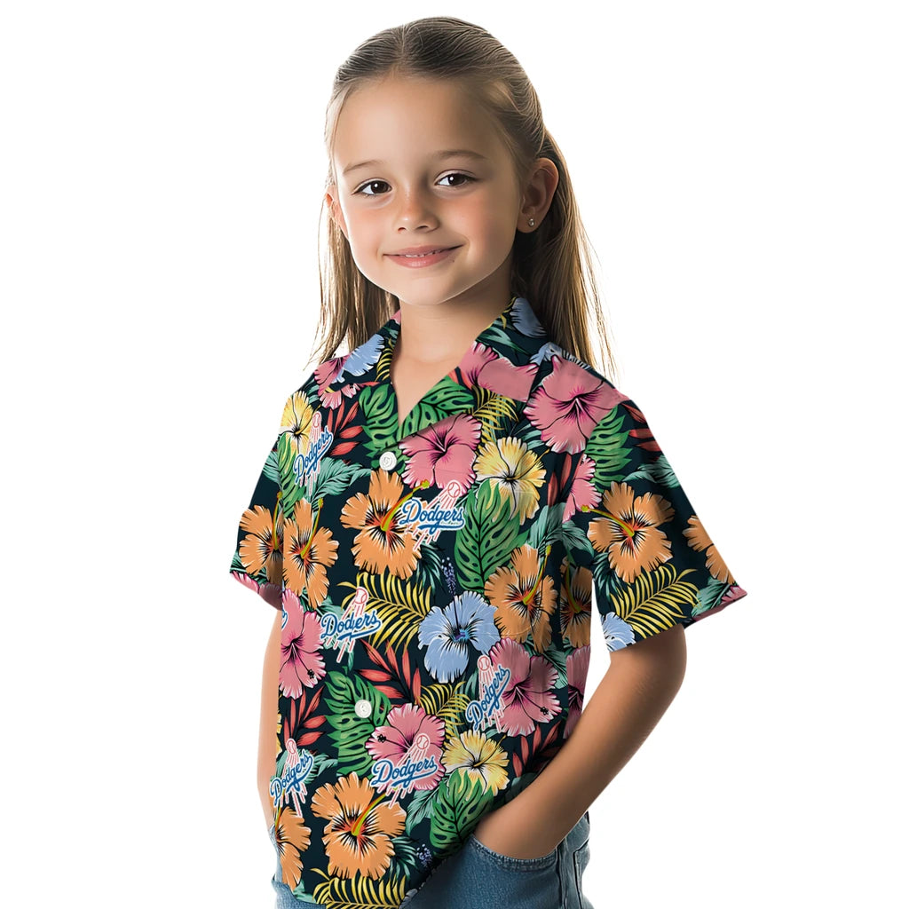 Los Angeles Dodgers Hawaiian Shirt - Brilliant Hibiscus Garden | Moonbestprint