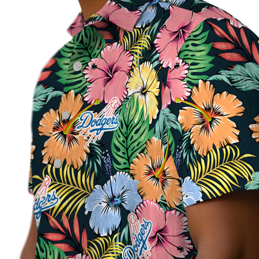 Los Angeles Dodgers Hawaiian Shirt - Brilliant Hibiscus Garden | Moonbestprint