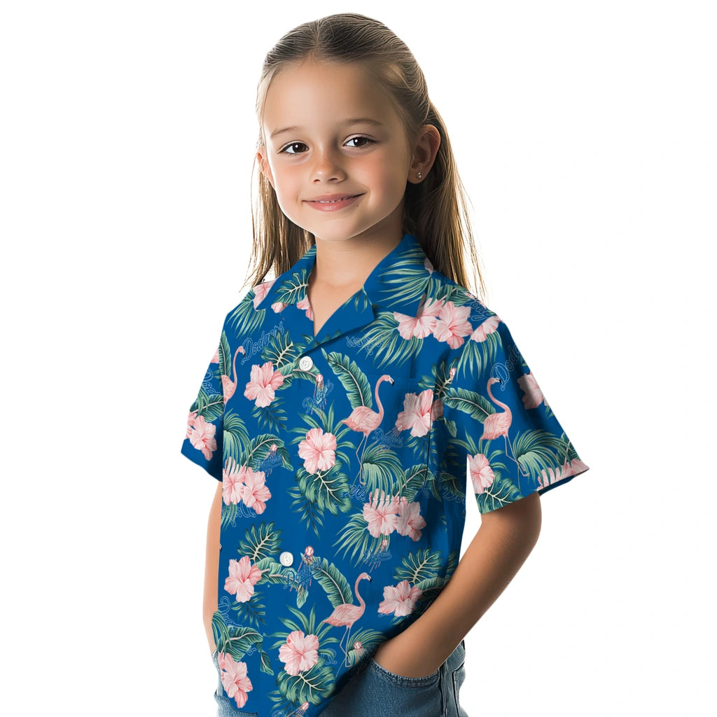 Los Angeles Dodgers Hawaiian Shirt - Flamingo and Hibiscus | Moonbestprint