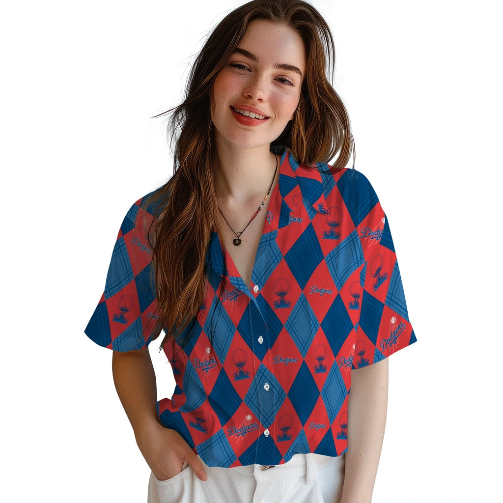 Los Angeles Dodgers Hawaiian Shirt - Golfing Plaid | Moonbestprint