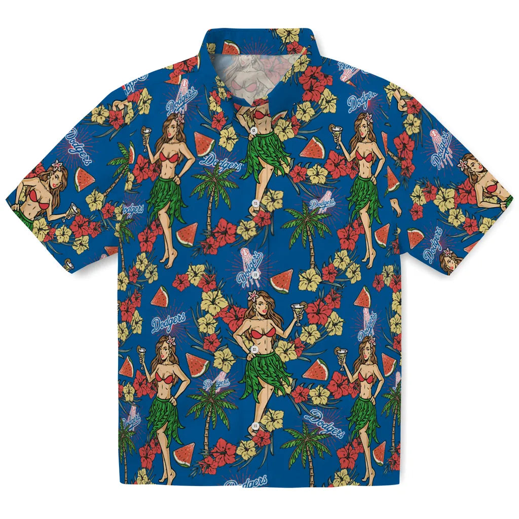 Los Angeles Dodgers Hawaiian Shirt - Hawaiian Girls Design | Moonbestprint