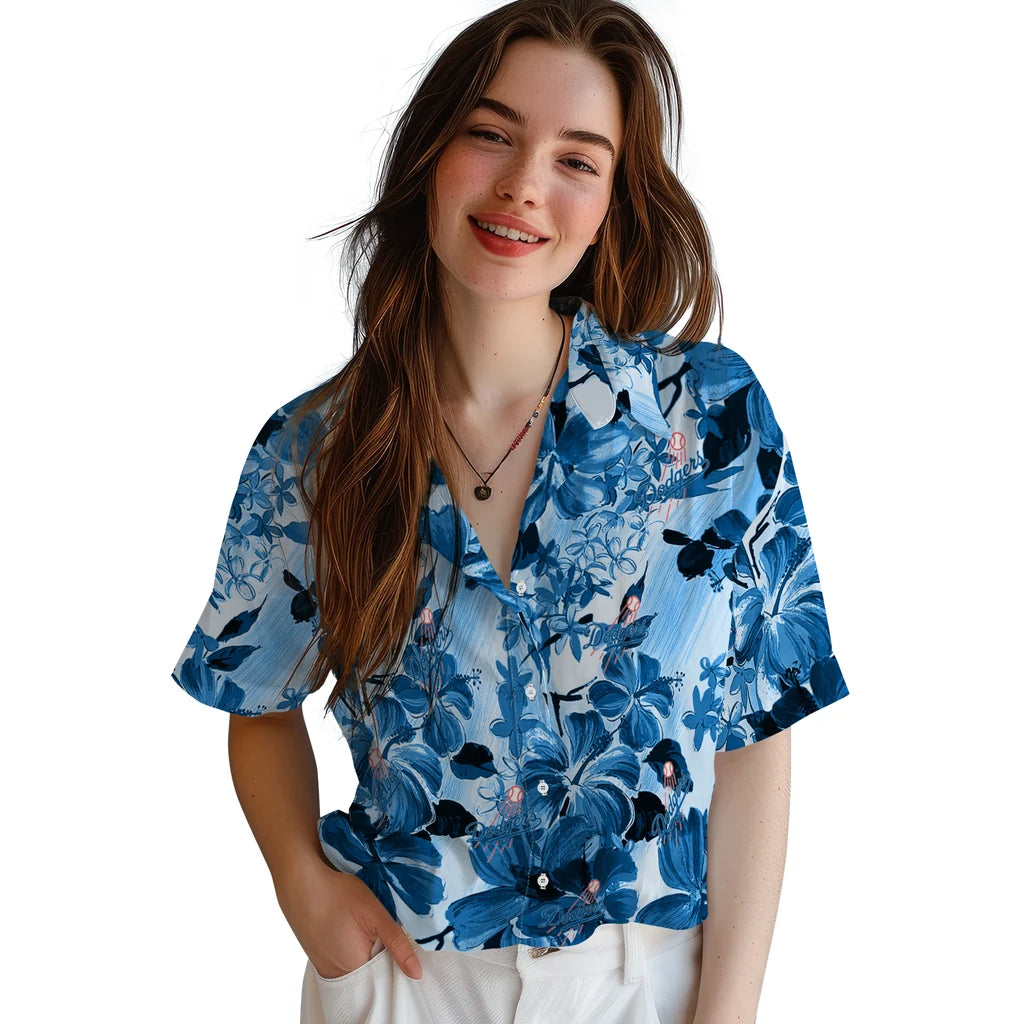Los Angeles Dodgers Hawaiian Shirt - Hibiscus Arrangement | Moonbestprint