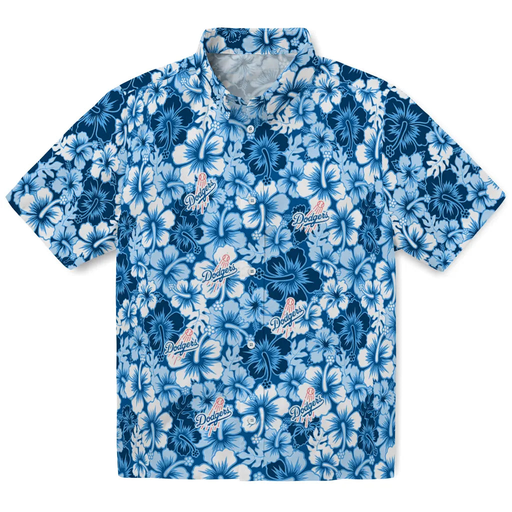 Los Angeles Dodgers Hawaiian Shirt - Hibiscus Blooms | Moonbestprint