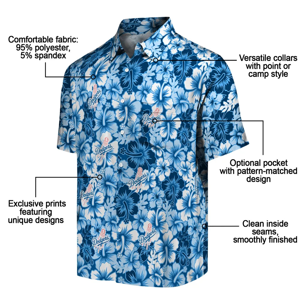 Los Angeles Dodgers Hawaiian Shirt - Hibiscus Blooms | Moonbestprint