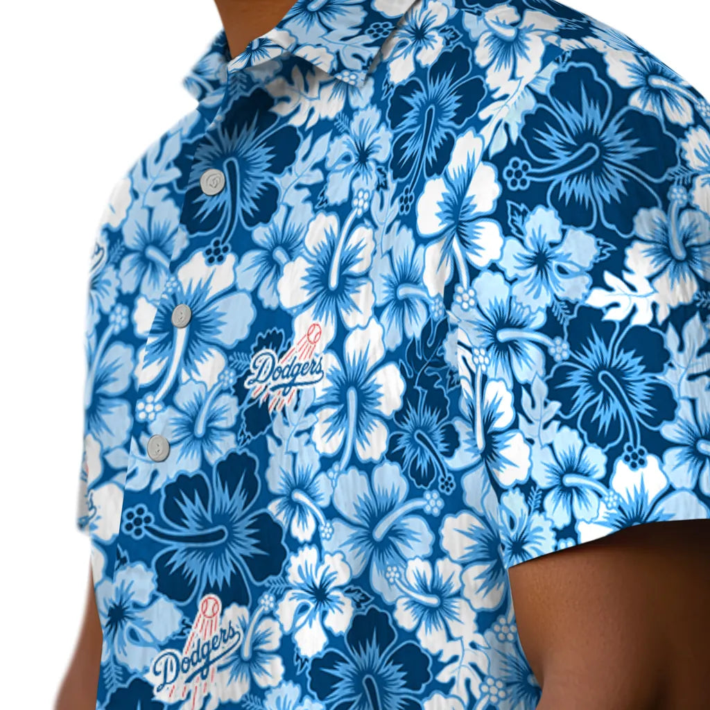 Los Angeles Dodgers Hawaiian Shirt - Hibiscus Blooms | Moonbestprint