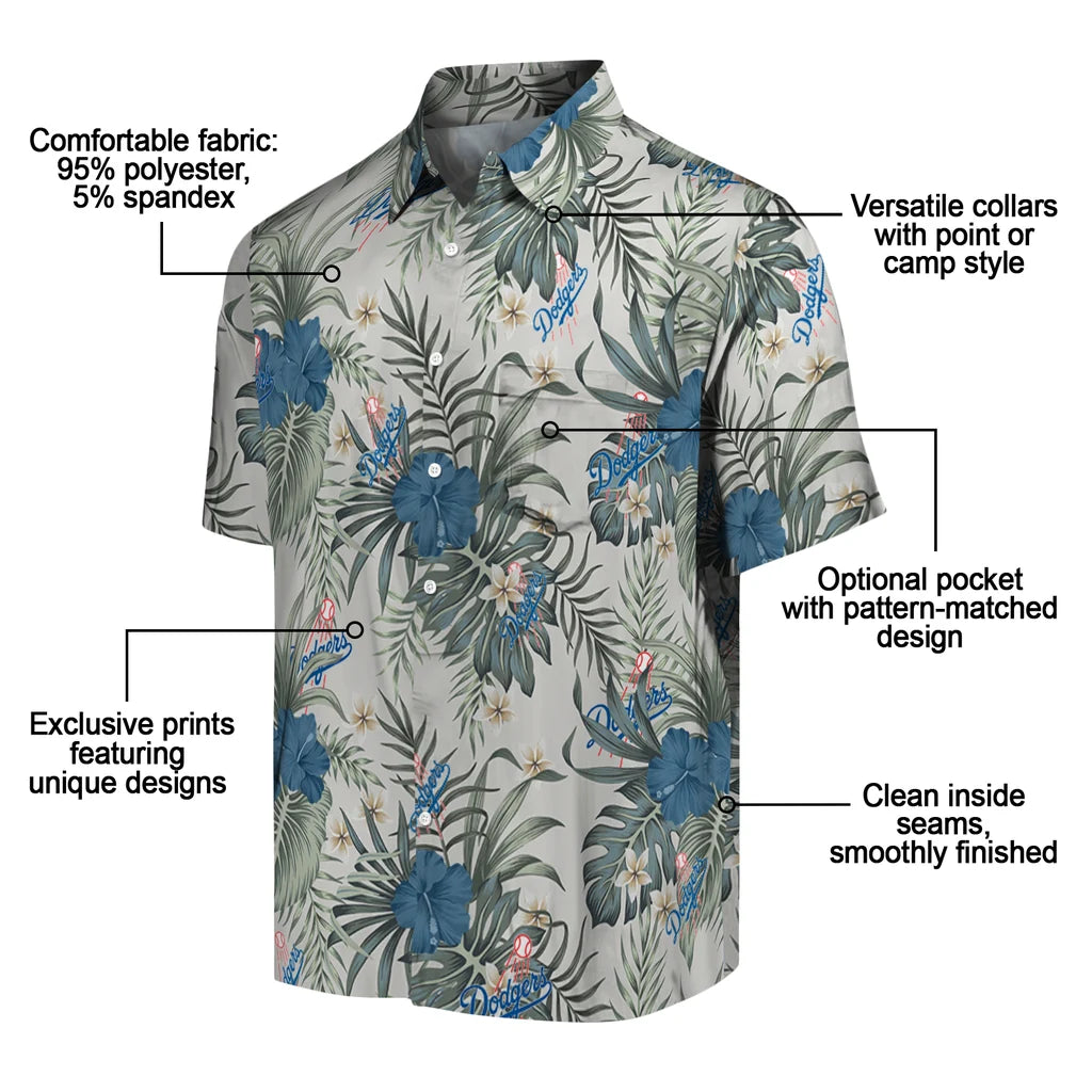 Los Angeles Dodgers Hawaiian Shirt - Hibiscus Designs | Moonbestprint