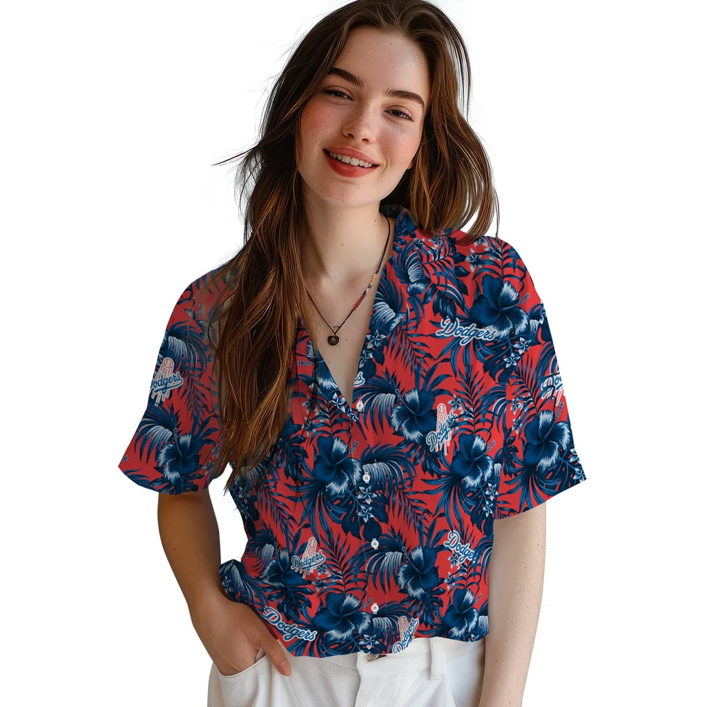 Los Angeles Dodgers Hawaiian Shirt - Hibiscus Exotic | Moonbestprint