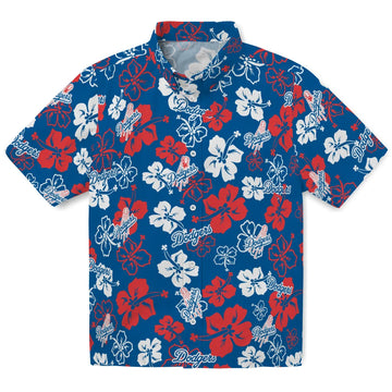 Los Angeles Dodgers Hawaiian Shirt - Hibiscus Flower Design | Moonbestprint