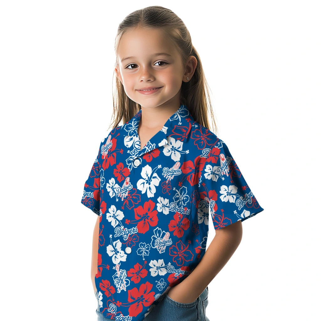 Los Angeles Dodgers Hawaiian Shirt - Hibiscus Flower Design | Moonbestprint