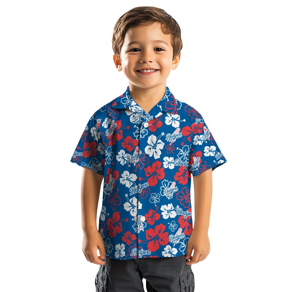 Los Angeles Dodgers Hawaiian Shirt - Hibiscus Flower Design | Moonbestprint