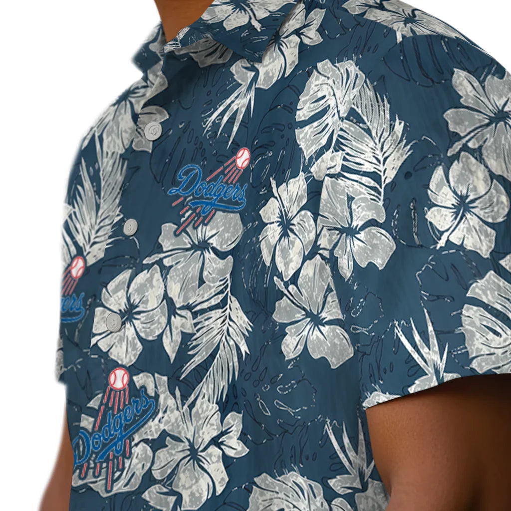 Los Angeles Dodgers Hawaiian Shirt - Hibiscus Flowers | Moonbestprint