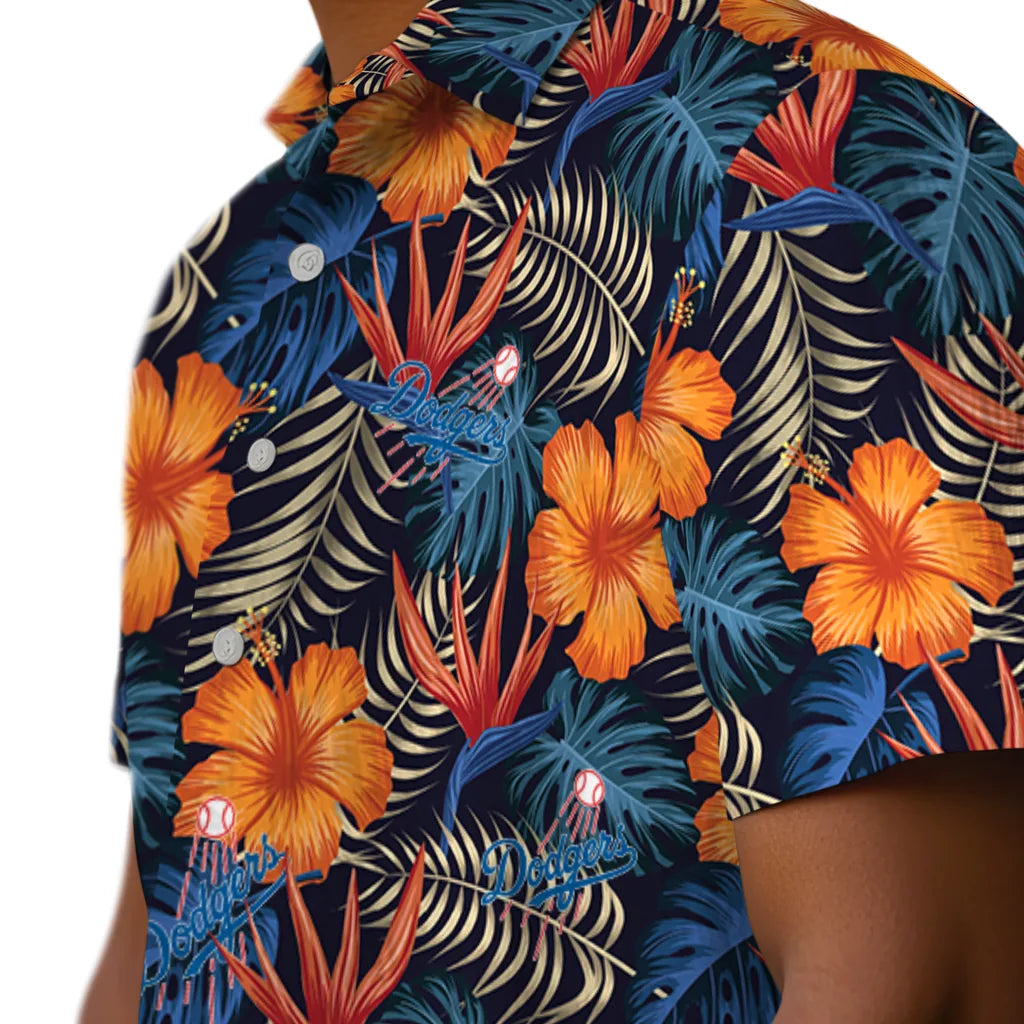 Los Angeles Dodgers Hawaiian Shirt - Hibiscus Foliage | Moonbestprint