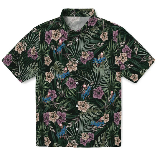 Los Angeles Dodgers Hawaiian Shirt - Hibiscus Leaves Pattern | Moonbestprint
