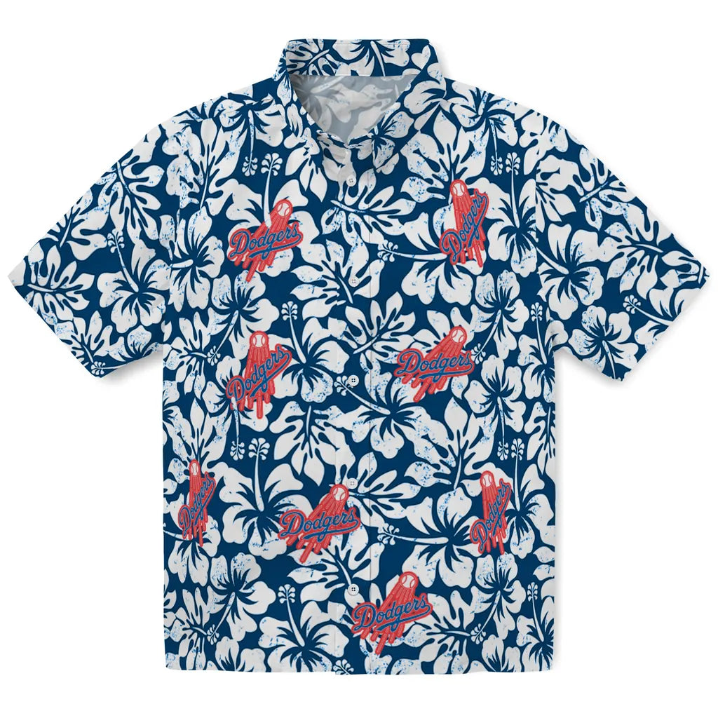 Los Angeles Dodgers Hawaiian Shirt - Hibiscus Motif | Moonbestprint