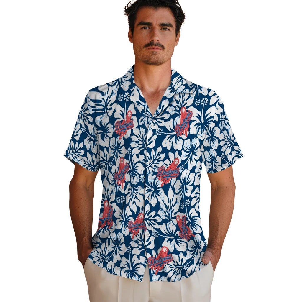 Los Angeles Dodgers Hawaiian Shirt - Hibiscus Motif | Moonbestprint