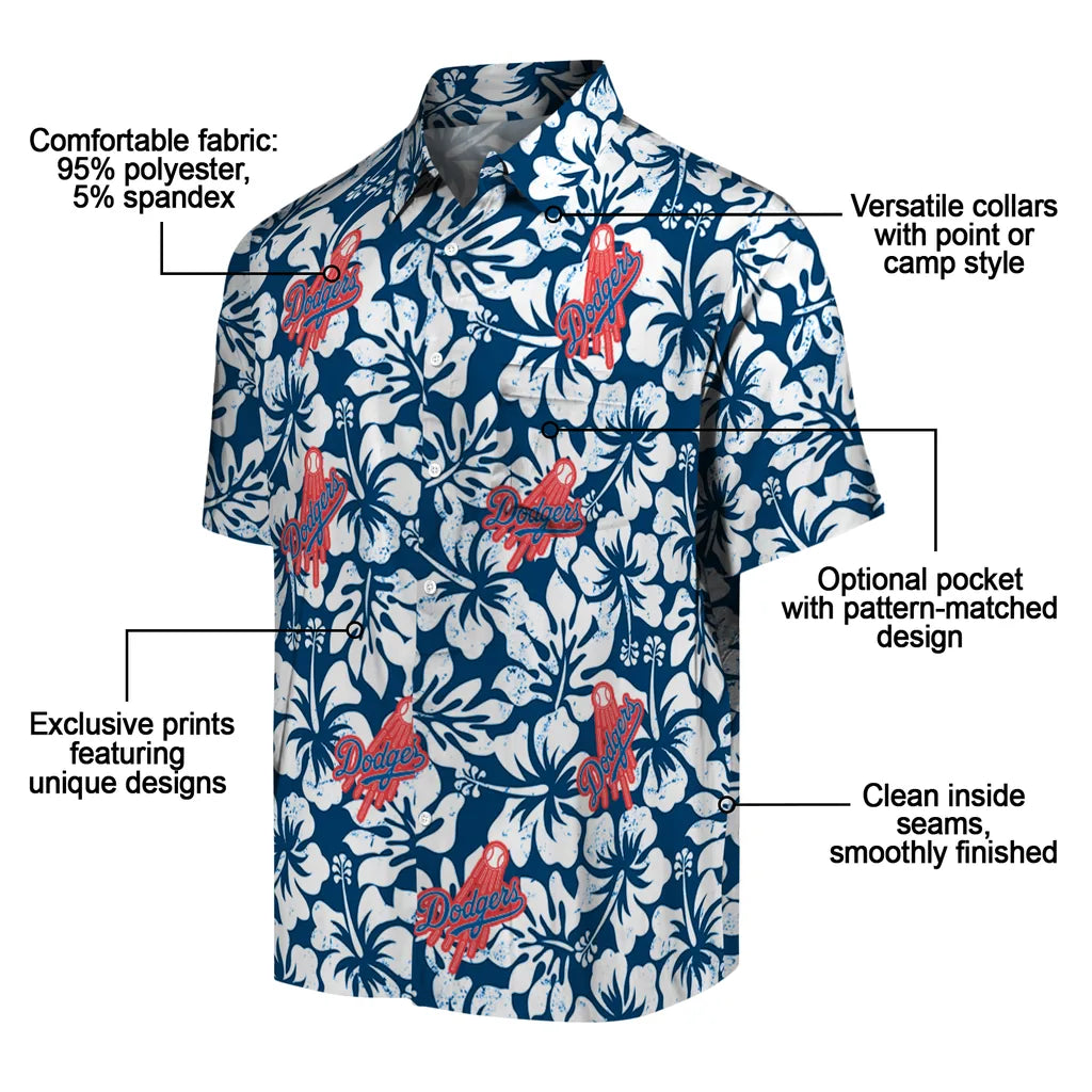 Los Angeles Dodgers Hawaiian Shirt - Hibiscus Motif | Moonbestprint