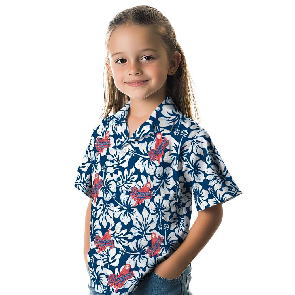 Los Angeles Dodgers Hawaiian Shirt - Hibiscus Motif | Moonbestprint