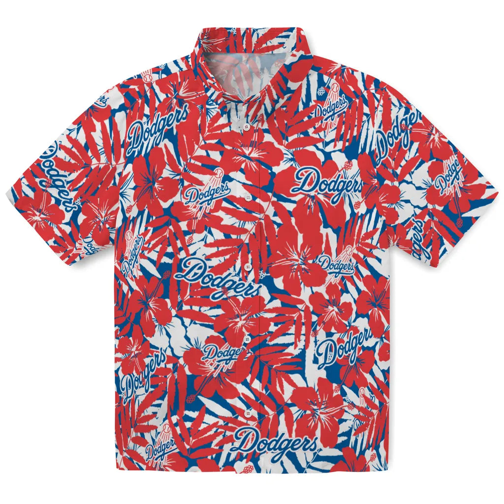 Los Angeles Dodgers Hawaiian Shirt - Hibiscus Overlay | Moonbestprint