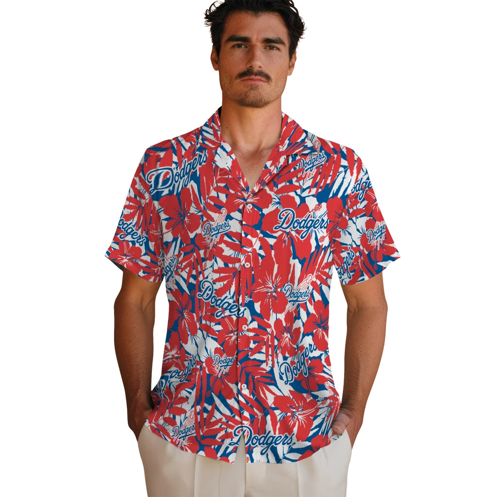 Los Angeles Dodgers Hawaiian Shirt - Hibiscus Overlay | Moonbestprint