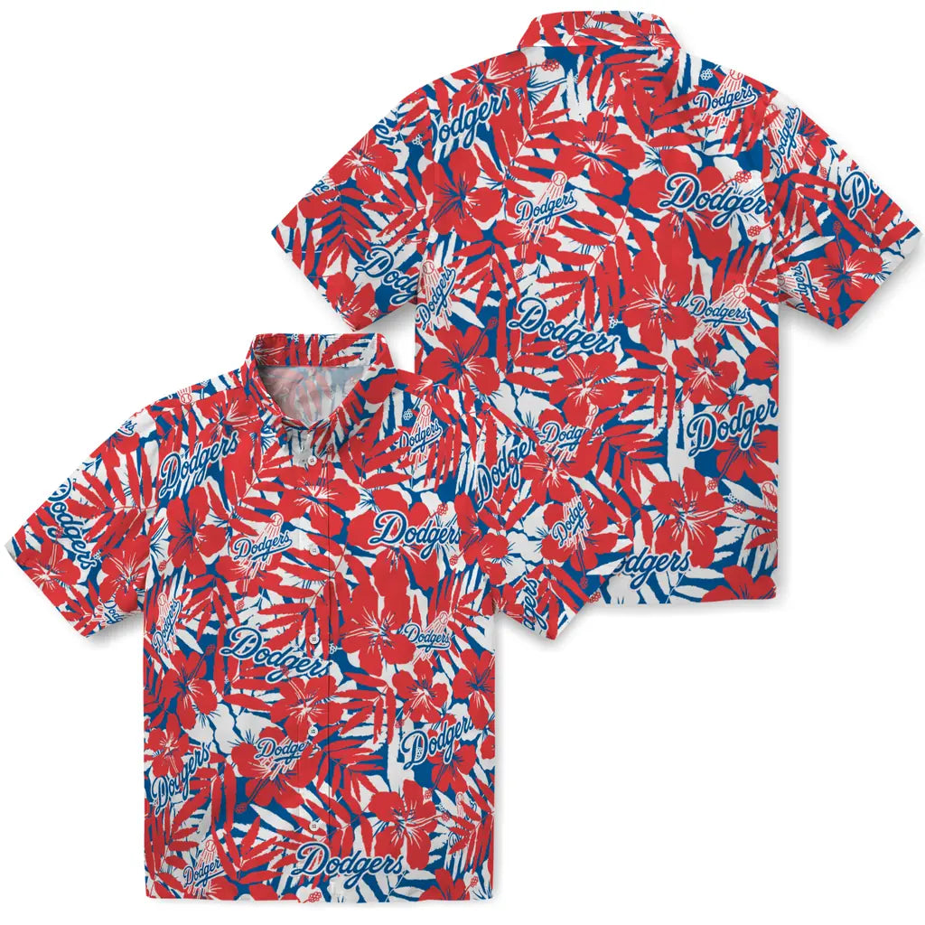 Los Angeles Dodgers Hawaiian Shirt - Hibiscus Overlay | Moonbestprint
