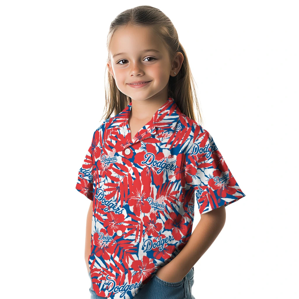 Los Angeles Dodgers Hawaiian Shirt - Hibiscus Overlay | Moonbestprint