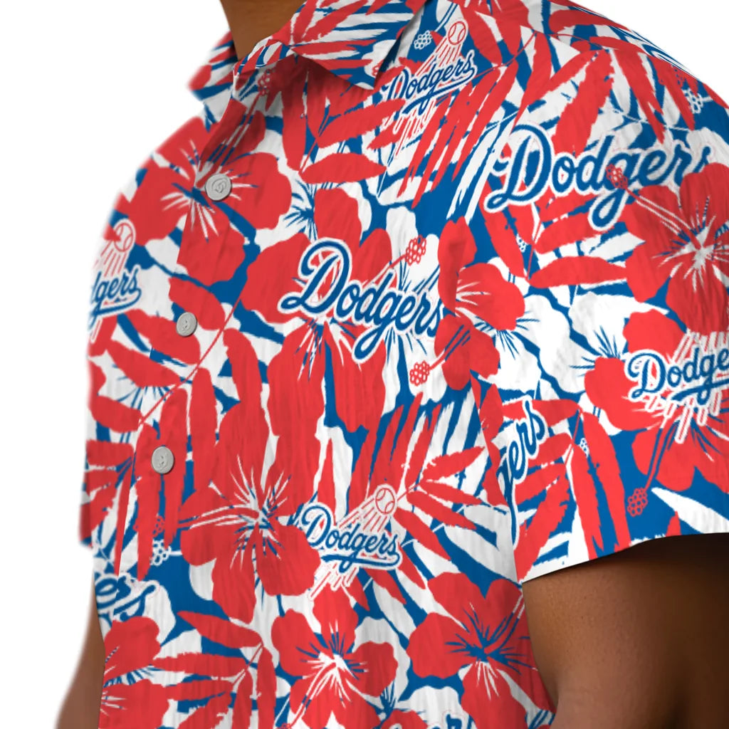 Los Angeles Dodgers Hawaiian Shirt - Hibiscus Overlay | Moonbestprint